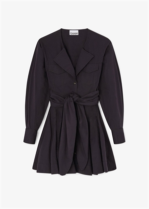 Stretch cotton mini skjorte kjole Black A1030479 Ganni 